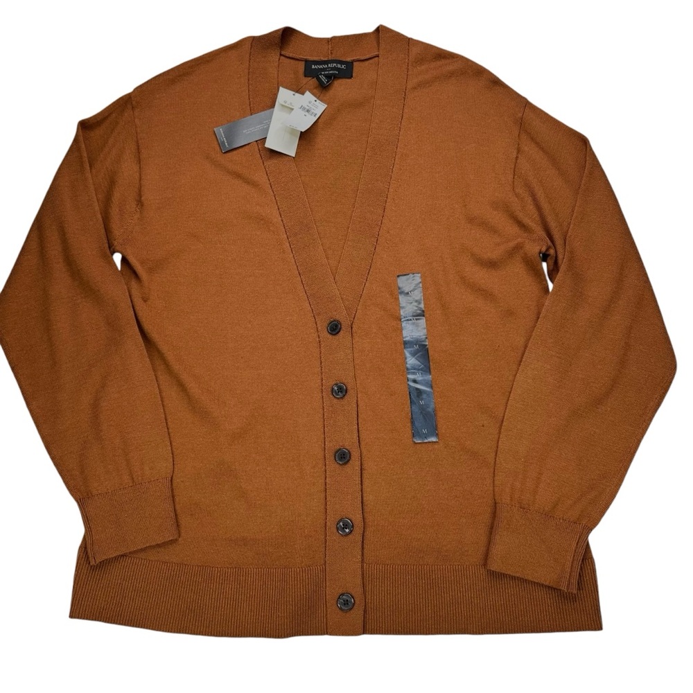 Banana Republic Rust V‑Neck Button Cardigan